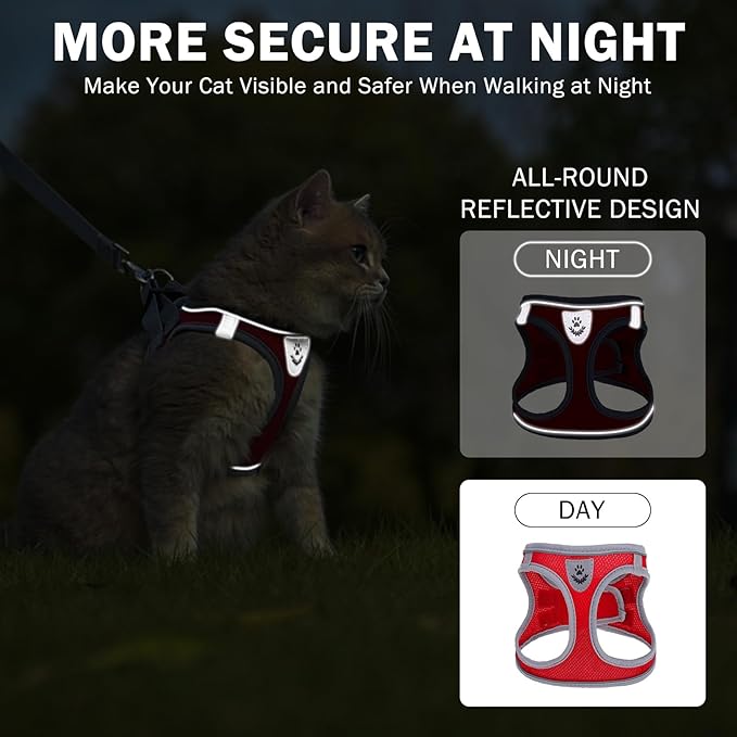 SCENEREAL Cat Harness and Leash Set Escape Proof, Adjustable Soft Air Mesh - Image 4