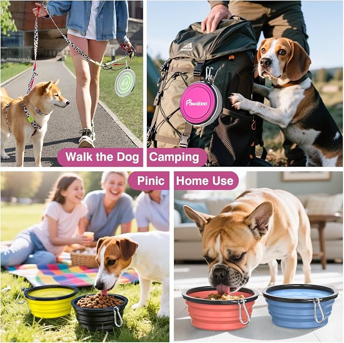 Pawaboo Collapsible Dog Bowls 2 Pack, Silicone Feeding Watering Bowls - Image 8