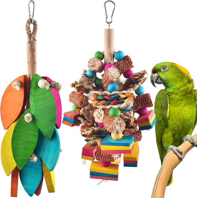 2 Pcs Large Bird Toys, Natural Corn Cob Parrot Chew Toy, Amazon Parrots by DBNESS