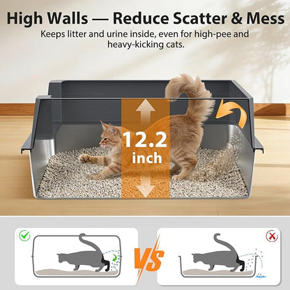 FURTIME XXXL Extra Large Stainless Steel Litter Box - Image 2