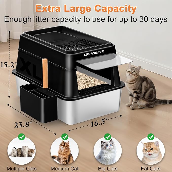 URPOWER Stainless Steel Cat Litter Box - Image 3