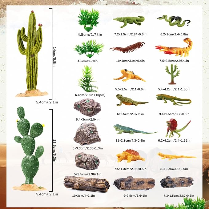 32Pcs Desert Reptiles Animals Figures Toys School Projects Diorama Kit Lizard - Image 3