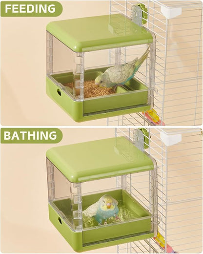 septillar Bird Feeder and Bath for Cage, Hanging Bird Bathtub Bath Shower Box - Image 4