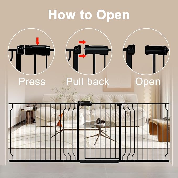 WAOWAO Baby Gate 100-109.42" Extra Wide Pressure Mounted Walk Through Swing - Image 4