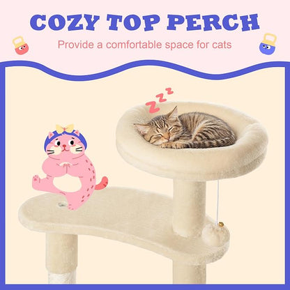 Allewie 55.5 in Cat Tree for Indoor Kitties/Soft Plush Perches/Multi-Level Cat - Image 3