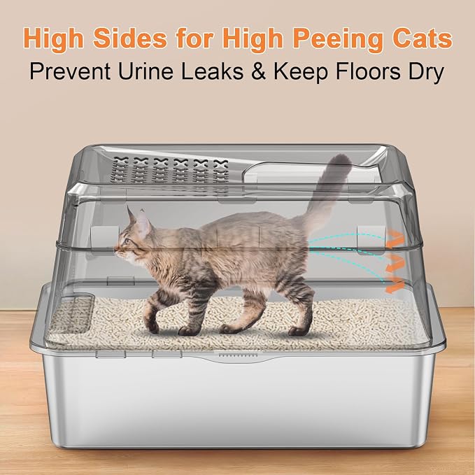 URPOWER Stainless Steel Cat Litter Box - Image 2