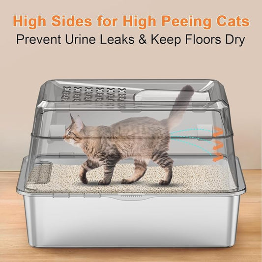 URPOWER Stainless Steel Cat Litter Box - Image 2