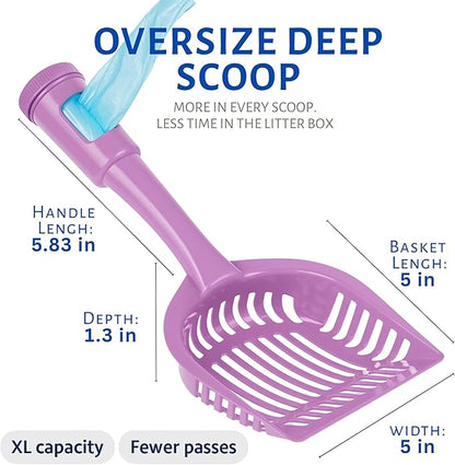 2-in-1 Pooper Scooper with Bag Attachment, Cat Litter Shovel Scoop with Bag - Image 5