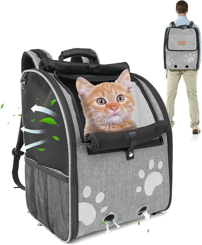 Cat Carrier Backpacks for Kitty Small Dog up to 15 lbs, Lightweight and by HOME