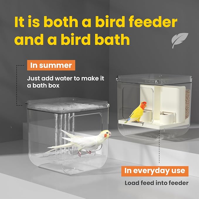 No Mess Automatic Bird Feeder, Transparent Seed Food Container, Bird Cage - Image 5