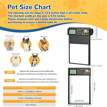 Dog Door, Solar & USB Rechargeable Pet Door, Timer & Light Sensor Modes Doggy - Image 2