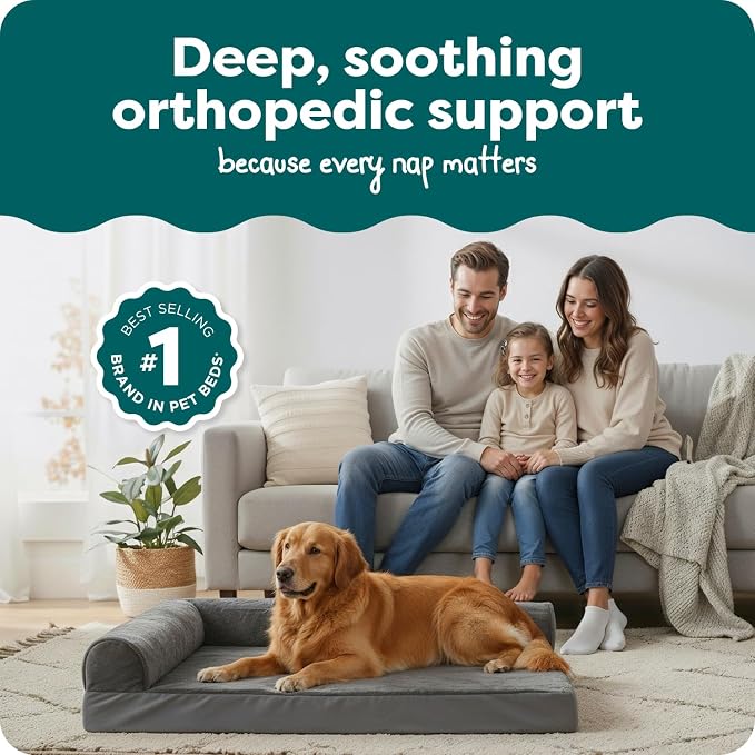 FurHaven Orthopedic Dog Bed for Large Dogs, L-Shaped Chaise Mattress - Image 2