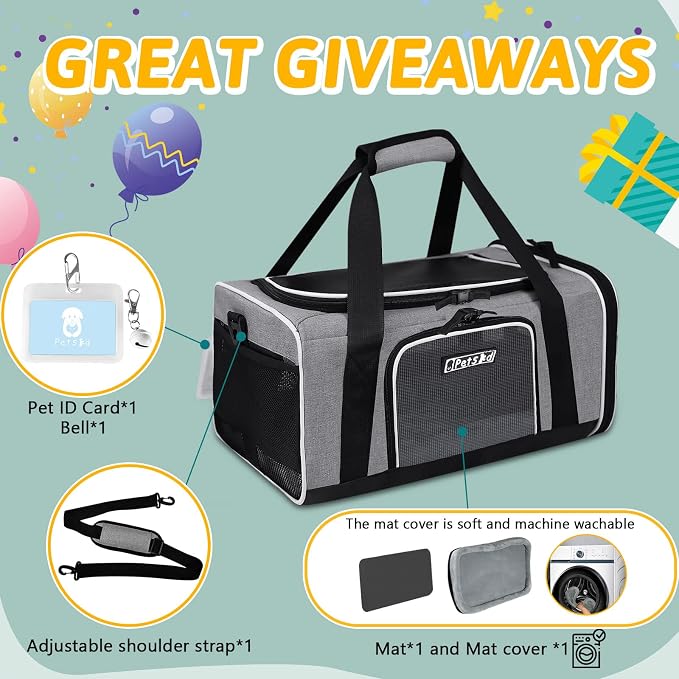 Petskd Pet Carrier 17x11x9.5 Alaska Airline Approved, Pet Travel Carrier Bag - Image 7