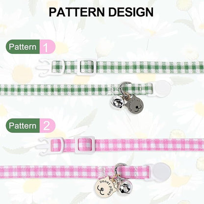 Lionet Paws 2pcs Pack Cotton Cat Collar, Breakaway Buckle - Image 2