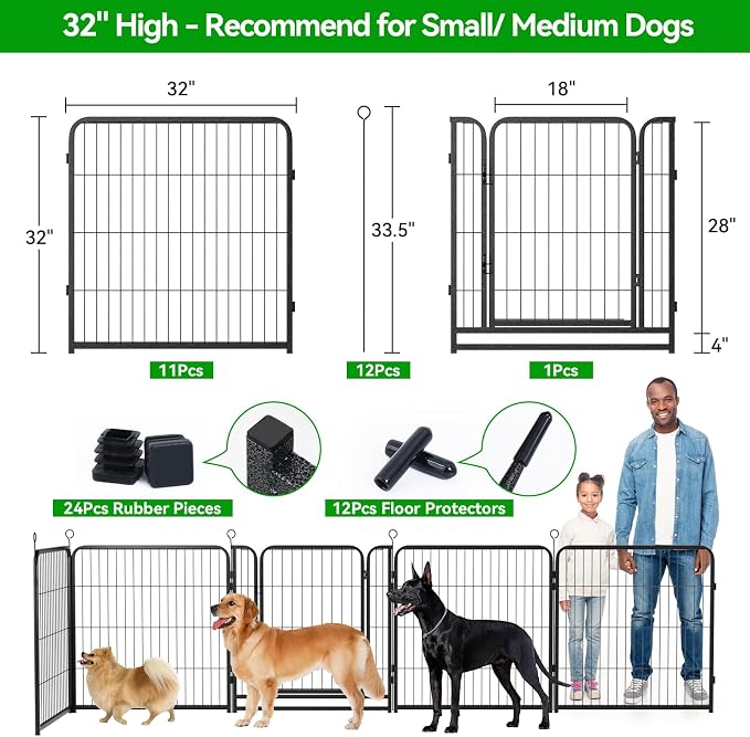 Dog Playpen Outdoor Extra Wide 12 Piece Panels Heavy Duty Dog Fence 32" Height - Image 3