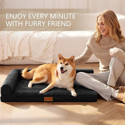 Patas Lague Orthopedic Dog Bed Large Sized Dog 36''X24'', Waterproof L Bolster - Image 2