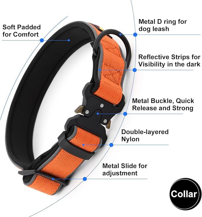 Plutus Pet Tactical Dog Collar, Reflective, Adjustable Heavy Duty Dog Collar - Image 3