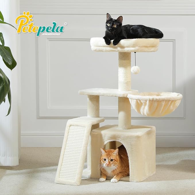 PETEPELA Small Cat Tree for Indoor Cats, Cozy Hammock and Removable Top Bed - Image 8