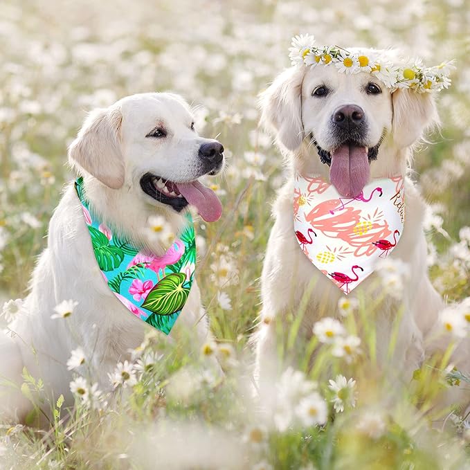 Frienda 20 Pcs Summer Spring Dog Bandanas Hawaiian Style Washable Triangle Pet - Image 6