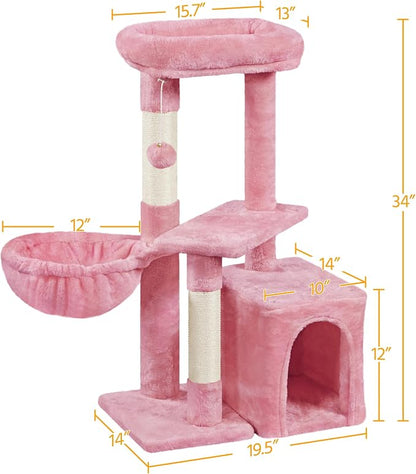 Topeakmart Cat Tree Tower for Indoor Cats, 34.5in Cute Kitten Tree Activity - Image 3