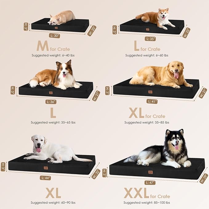 EHEYCIGA Waterproof Dog Bed Orthopedic 41"x27", Memory Foam Pet Bed - Image 3
