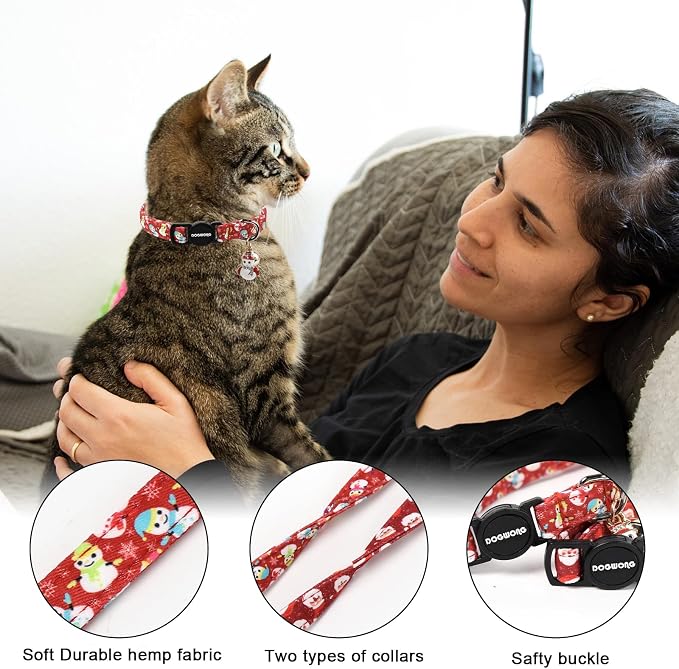 2 Pack Christmas Cat Collars Breakaway - Image 2