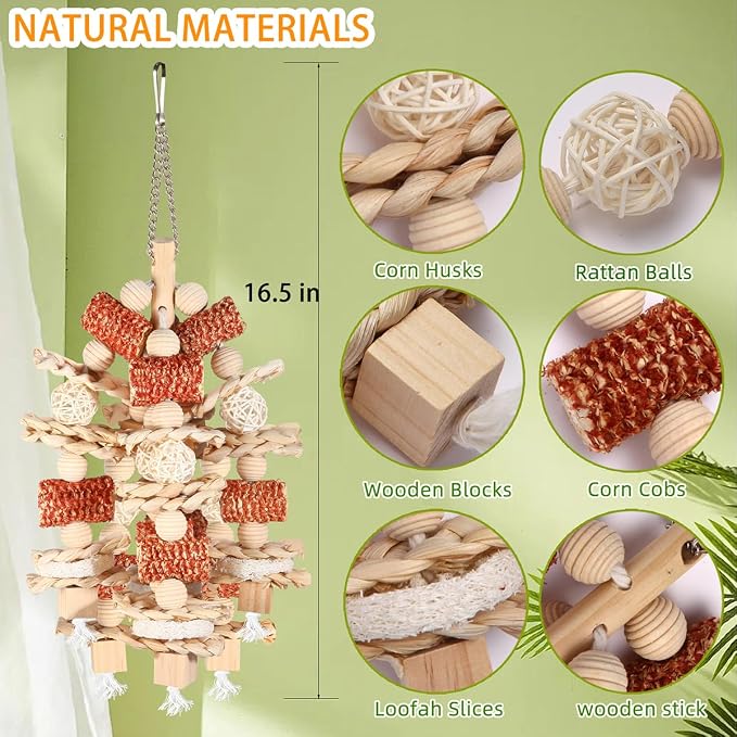 Bird Toys - Natural Corn Cob and Loofah Slices - Image 6