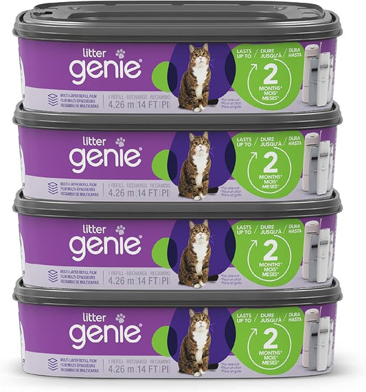 Litter Genie Refill Bags | Standard 4-Pack, 56 total ft | Up to 8 Months of by LitterGenie