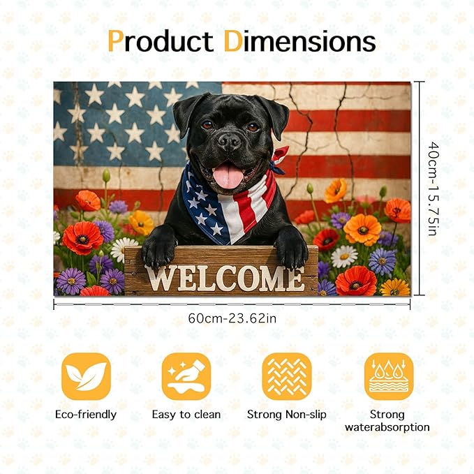 Patriotic 4th of July Flag Dog Pet Food Mat Independence Day Spill-Proof Pet - Image 6