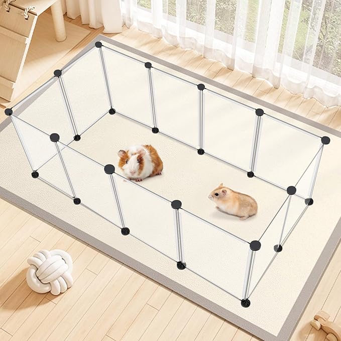 12 Panels Transparent Small Animals Playpen, Plastic Enclosure, Puppy Play Pen - Image 7