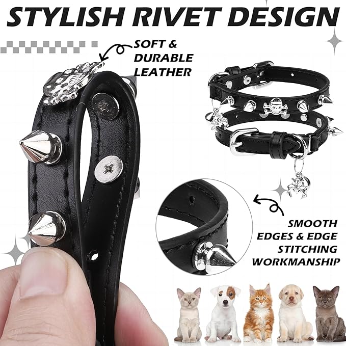 EXPAWLORER Leather Cat Collar for Girl Boy- Adjustable Pet Collar - Image 4