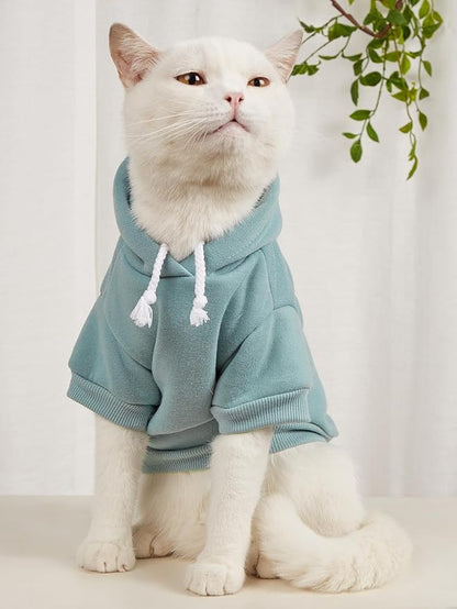 QWINEE Basic Dog Hoodie Sweatshirt Puppy Sweater Warm Cat Costumes Pet Clothes - Image 2