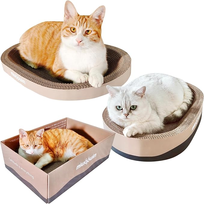3PSC Cat Scratcher Cardboard, Oval Cat Scratch Pad Bowl Nest - Image 6