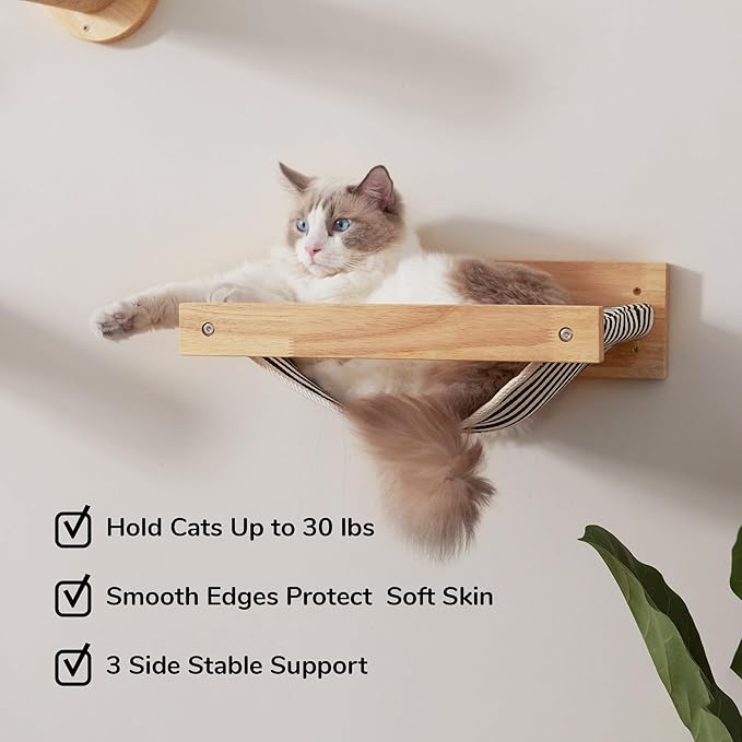 FUKUMARU Hammock Wall Mounted Cat Beds and Perches, Wooden Kitten Walls - Image 3