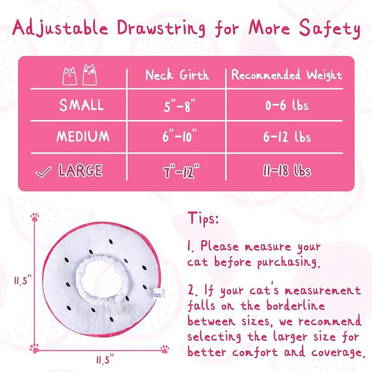 ANWA Adjustable Cat Cone Collar Soft, Cute Cat Donut Collar After Surgery - Image 2