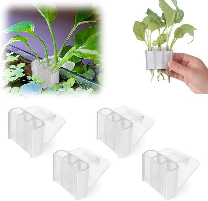 4 Pk Upgraded Aquarium Plant Holder, 3-Hole Hanging Aquarium Plant Holder by joqepy