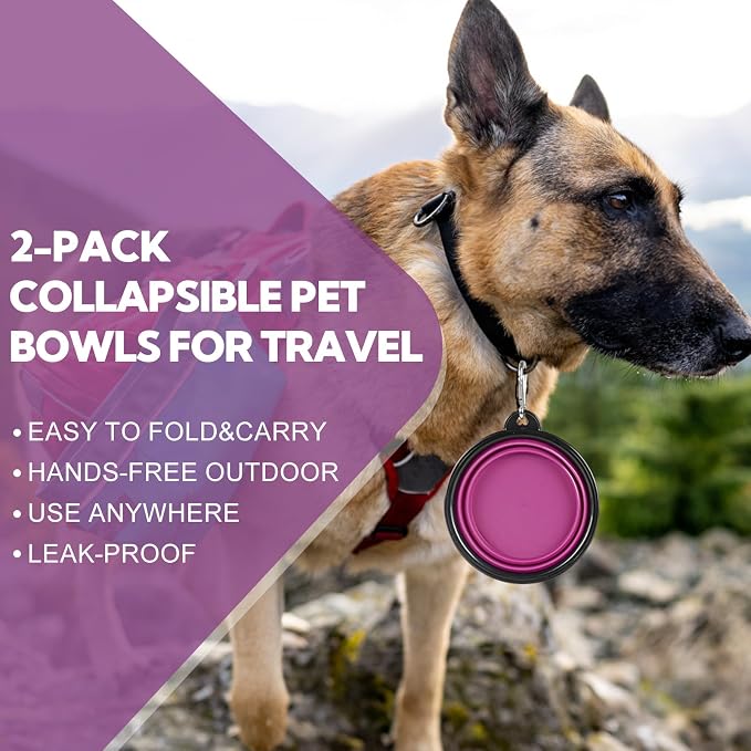 Collapsible Dog Bowl 2 Pack, Dog Water Bowls - Image 4