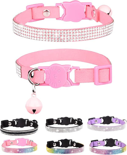 Cat Collars for Girl Cats with Rhinestone Soft Velvet, Breakaway Cat Collars by Aecllcea