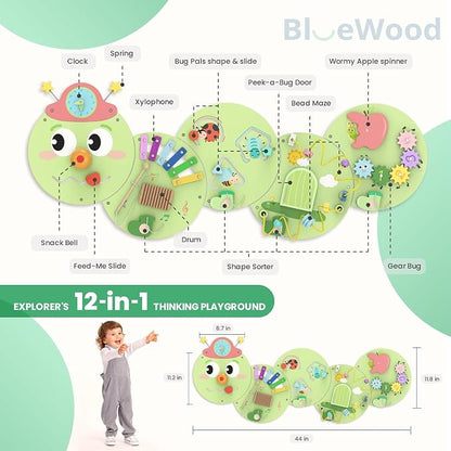 BlueWood Wooden Wall Busy Board Panels, Toddler Learning Activity Center - Image 2