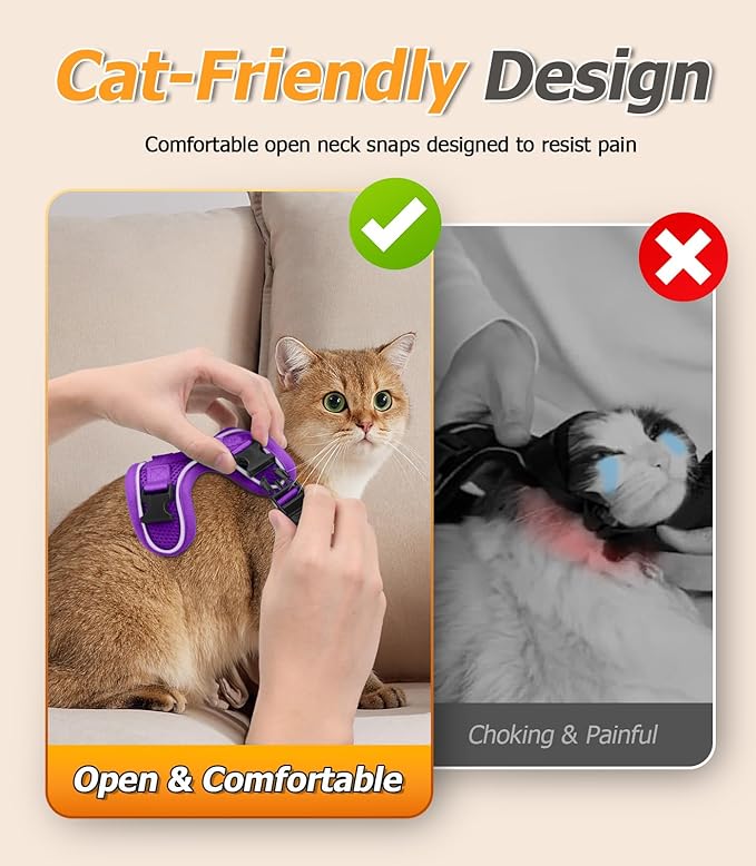 Halypet Cat Harness and Leash Set Escape Proof Adjustable Cat Leash Comfortable - Image 6