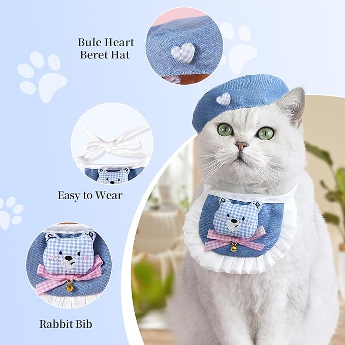 HOWWFALY Adorable Cat Princess Costume Blue Cat Beret - Image 5