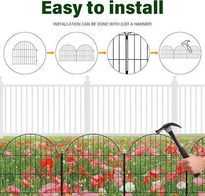 6 Panels No Dig Decorative Garden Fence, 25in x 12.2ft Animal Barrier Fencing - Image 3