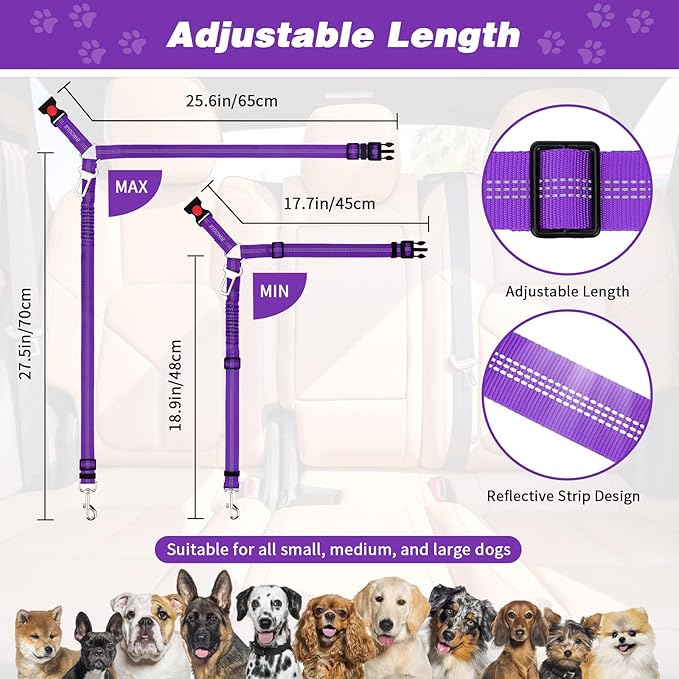 BWOGUE Pet Dog Cat Seat Belt Reflective Car Dog Headrest Restraint Leash - Image 2
