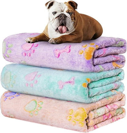 Rezutan Dog Blankets for 3 Pack Medium Blanket Cat Soft Fuzzy Blankets Washable by Rezutan
