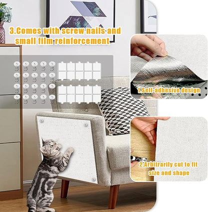 Cat Scratch Mat, 118.5"x17.4" Trimmable Self-Adhesive Cat Scratch Furniture - Image 4