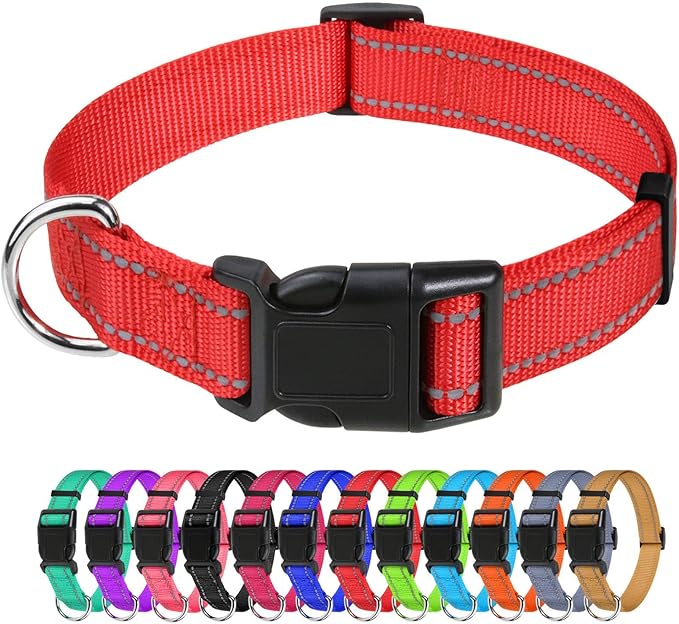 TagME Reflective Nylon Dog Collars, Adjustable Classic Pet Collar by TagME
