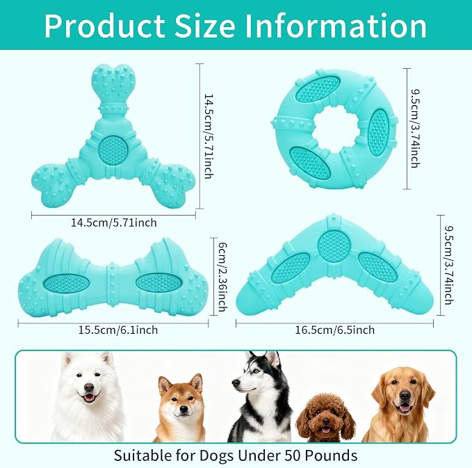 Natural Rubber Dog Chew Toys 4Pack, Tough Dog Toys - Image 3