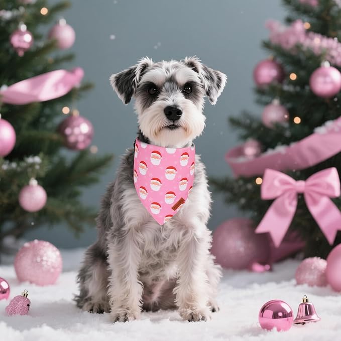 PTDECOR Christmas Dog Bandana, Santa Snowman Design Reversible Holiday Pet Scarf - Image 3