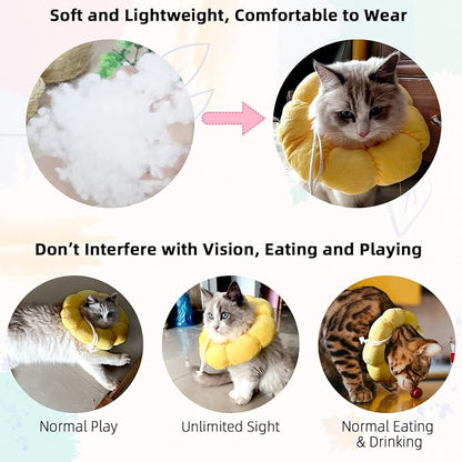 KUDES Cat Small Dog Recovery Collar, Cute Sunflower Neck Cone After Surgery - Image 3