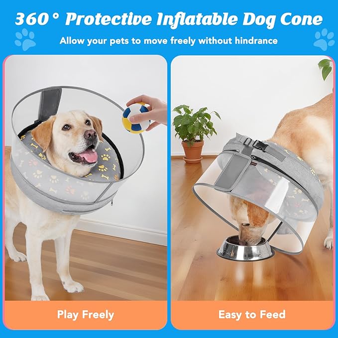 Inflatable Dog Cone with Anti-Licking Clear Shield, Protective Dog Donut Collar - Image 5